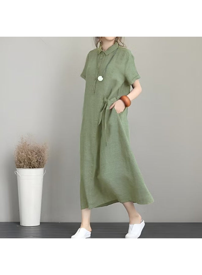 Barbora Casual Green Midi Dress - Image 2